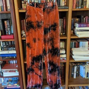 Stockholm atelier orange and black velvet high waist pants sz 4 euc